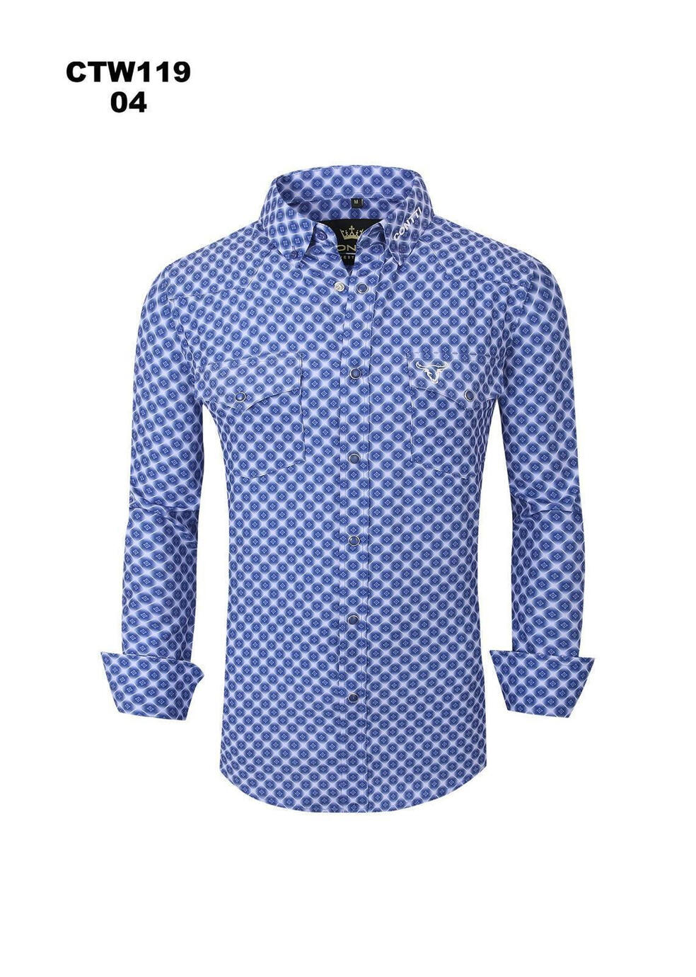 Conti Western Blue Patterned Shirt